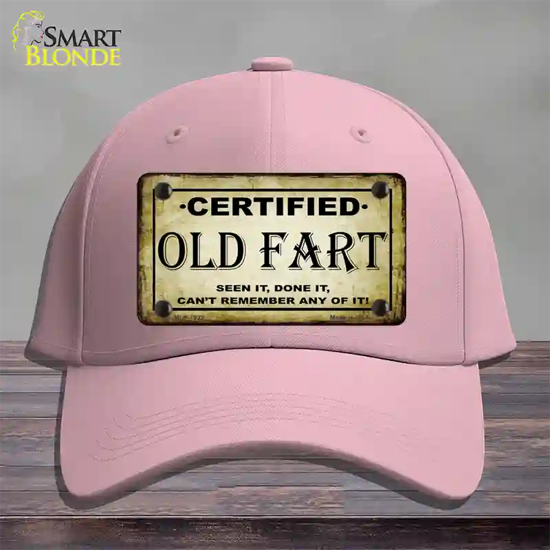 Certified Old Fart Novelty License Plate Hat Cotton / Pink