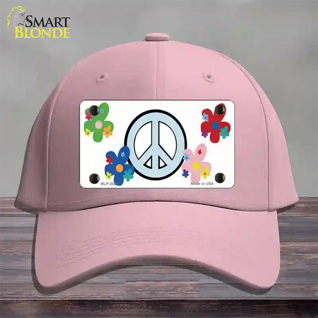 Peace Sign and Flowers Novelty License Plate Hat Cotton / Pink