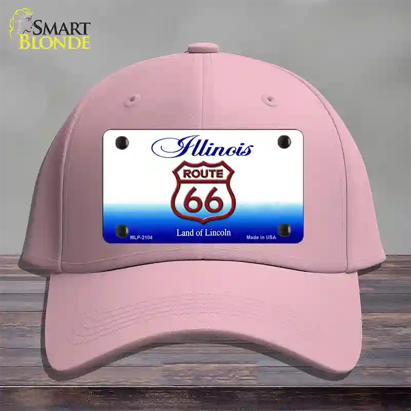 Route 66 Shield Illinois Novelty License Plate Hat Cotton / Pink