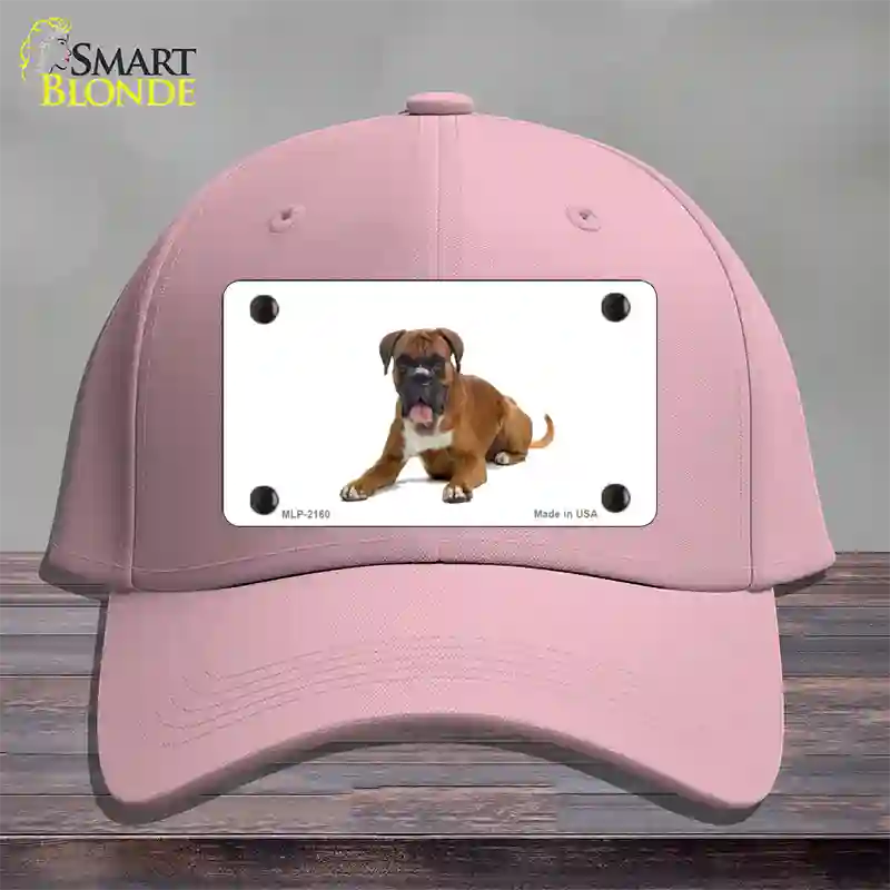 Boxer Dog Novelty License Plate Hat Cotton / Pink