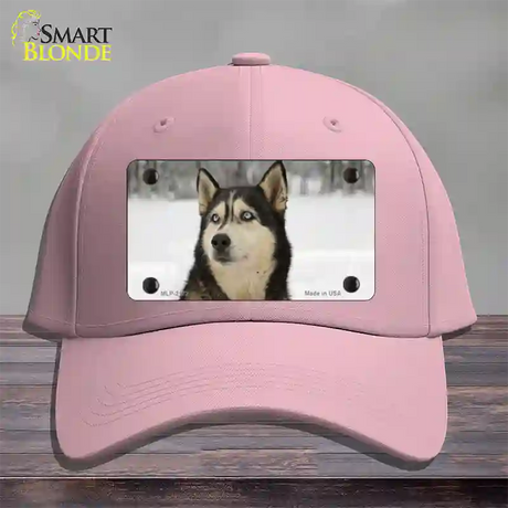 Husky Dog Novelty License Plate Hat Cotton / Pink