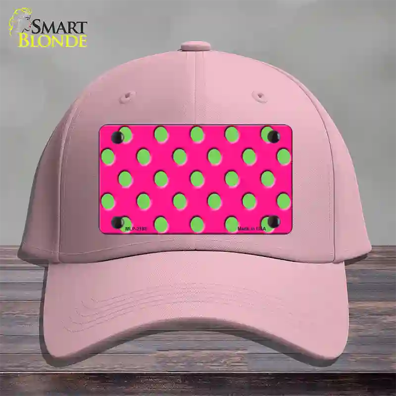 Lime Green Polka Dots Hot Pink Novelty License Plate Hat Cotton / Pink