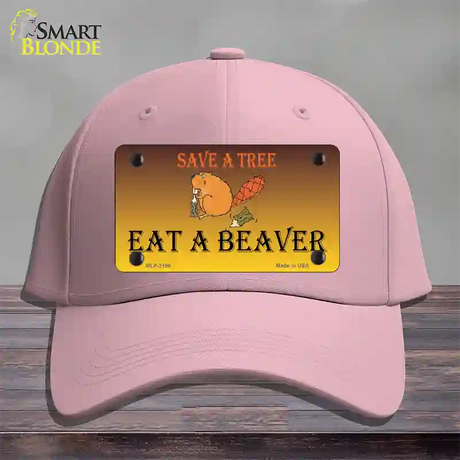 Save A Tree Eat a Beaver Novelty License Plate Hat Cotton / Pink