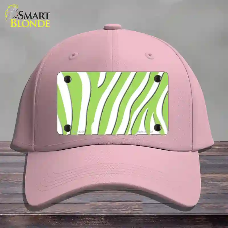 Lime Green White Zebra Novelty License Plate Hat Cotton / Pink