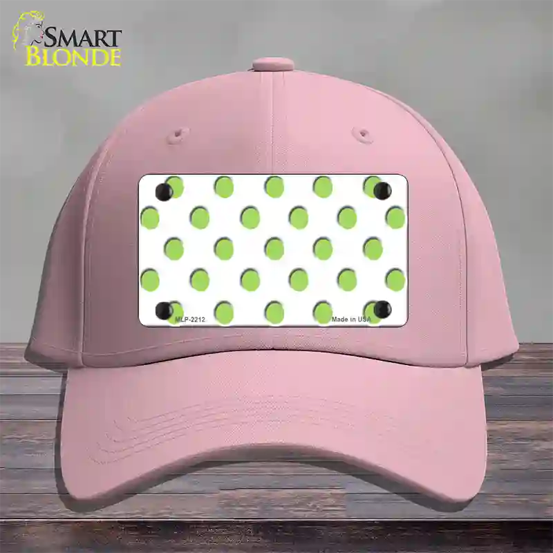 Lime Green Polka Dots White Novelty License Plate Hat Cotton / Pink