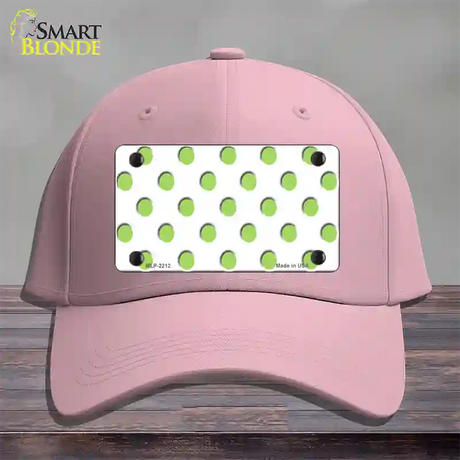 Lime Green Polka Dots White Novelty License Plate Hat Cotton / Pink