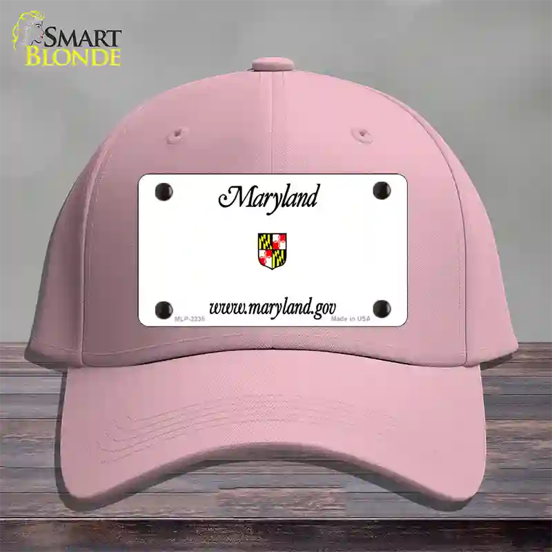 Maryland Gov State Blank Novelty License Plate Hat Cotton / Pink