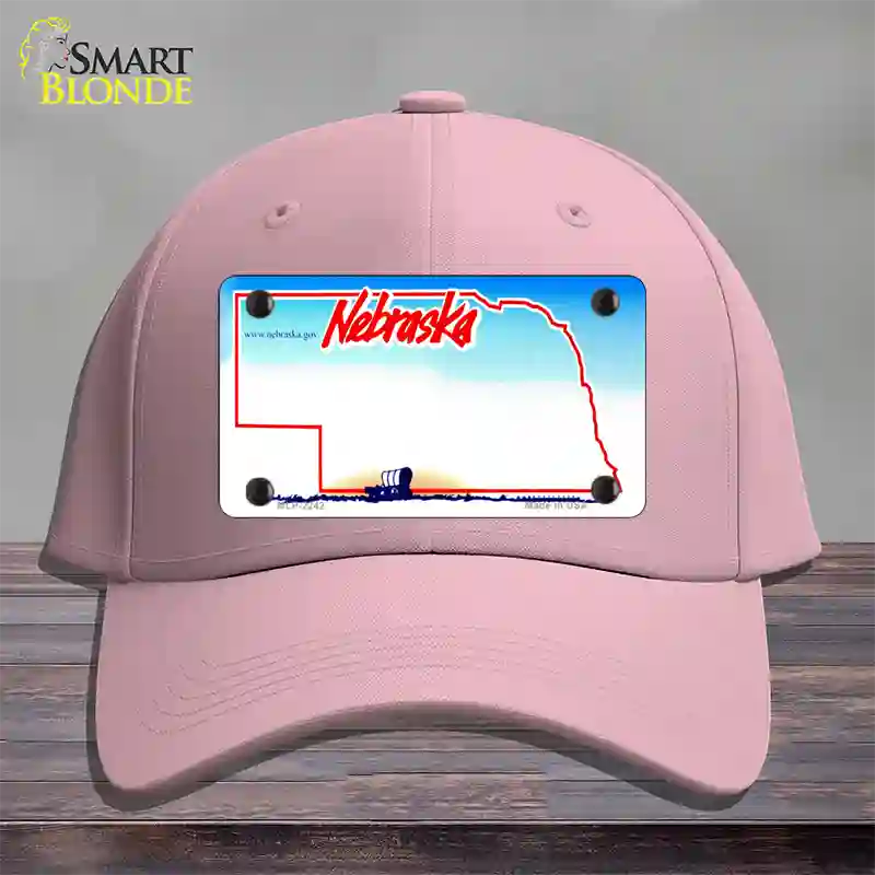 Nebraska State Blank Novelty License Plate Hat Cotton / Pink