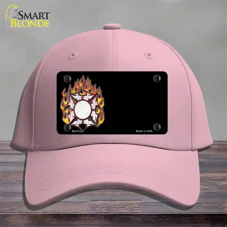 Fire Cross Offset Flat Novelty License Plate Hat Cotton / Pink