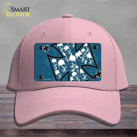 Maltese Cross Skulls Novelty License Plate Hat Cotton / Pink