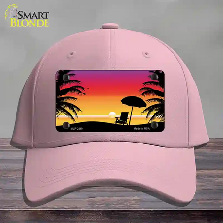 Sunset Beach Novelty License Plate Hat Cotton / Pink