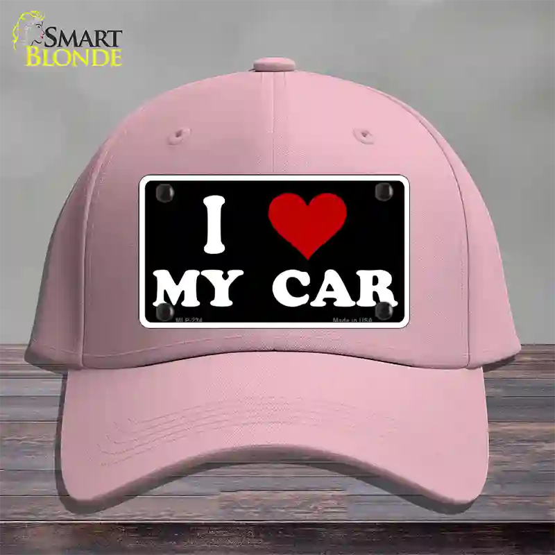 I Love My Car Black Novelty License Plate Hat Cotton / Pink