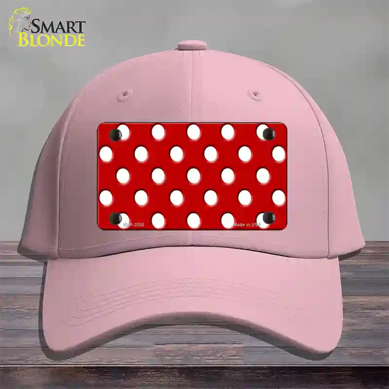 White Polka Dots Red Novelty License Plate Hat Cotton / Pink