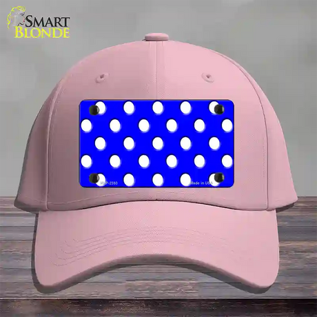 White Polka Dots Royal Blue Novelty License Plate Hat Cotton / Pink