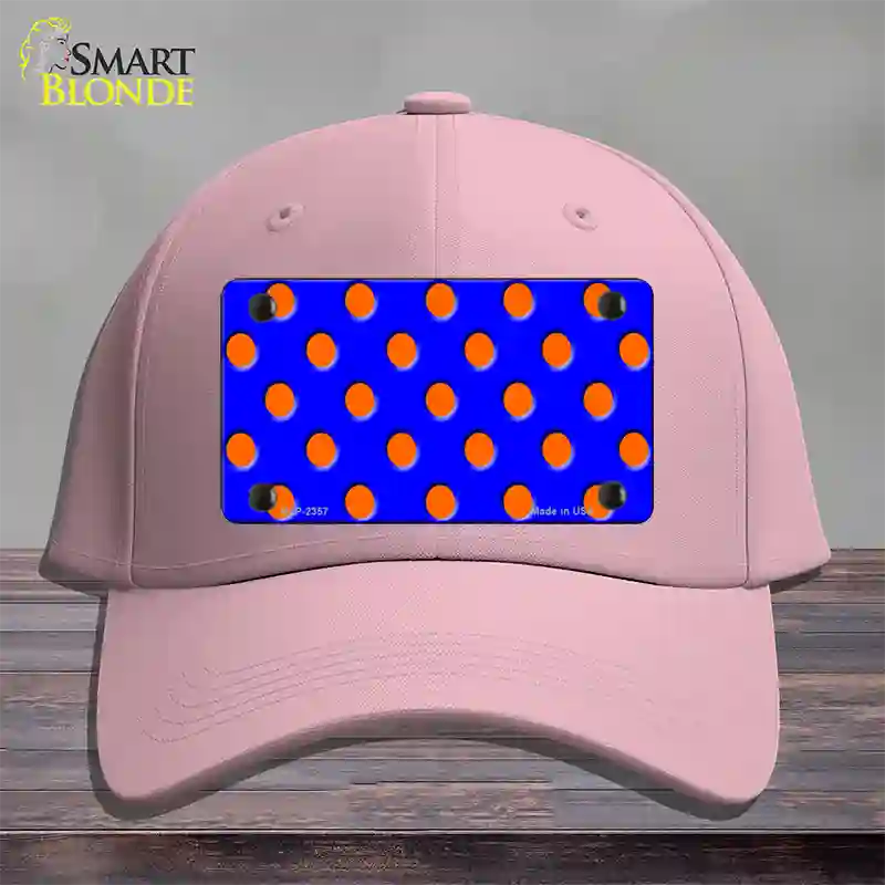 Orange Polka Dots Royal Blue Novelty License Plate Hat Cotton / Pink