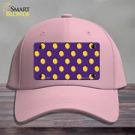 Yellow Polka Dots Purple Novelty License Plate Hat Cotton / Pink