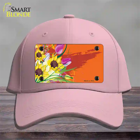 Floral Bouquet Offset Novelty License Plate Hat Cotton / Pink