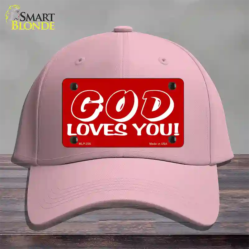 God Loves You Novelty License Plate Hat Cotton / Pink