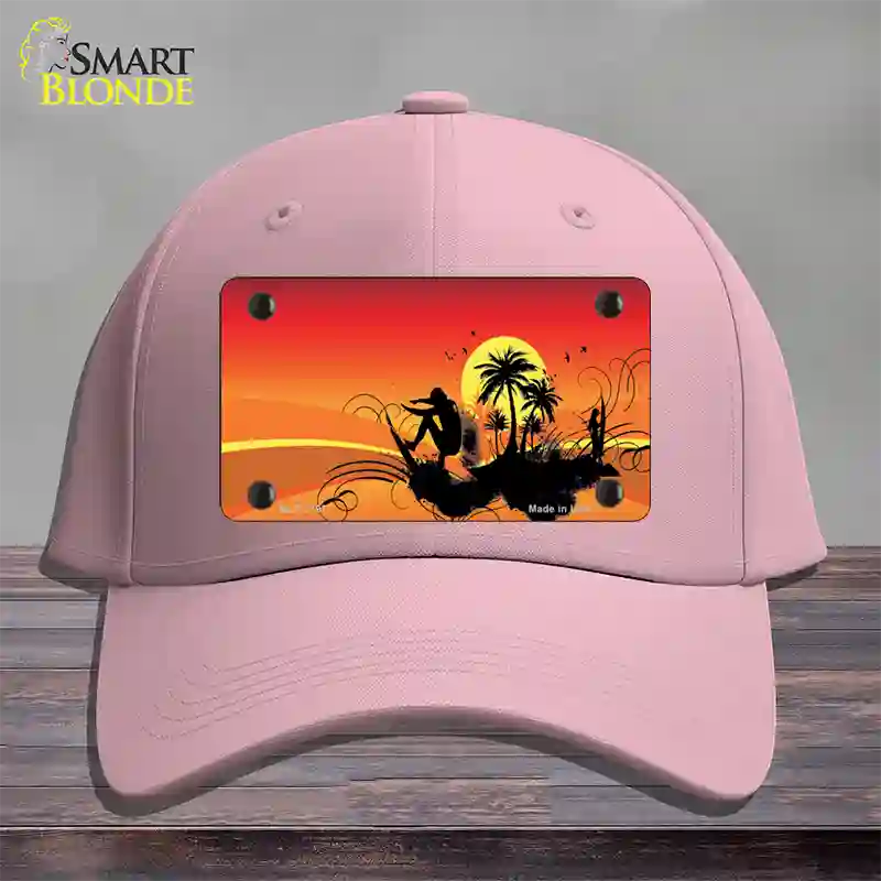 Sunset Surfer Novelty License Plate Hat Cotton / Pink