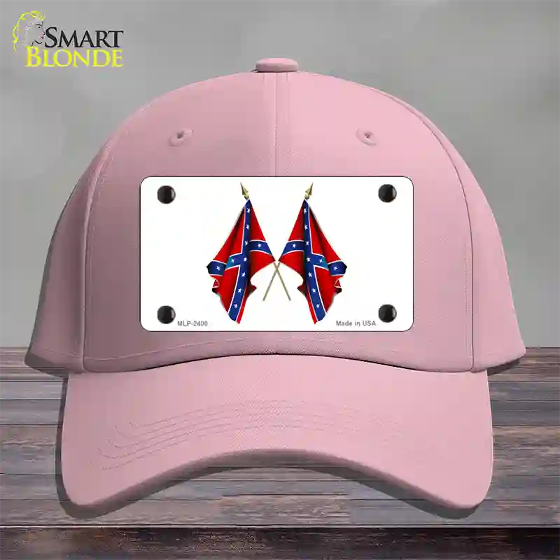 Confederate Crossed Flags Novelty License Plate Hat Cotton / Pink