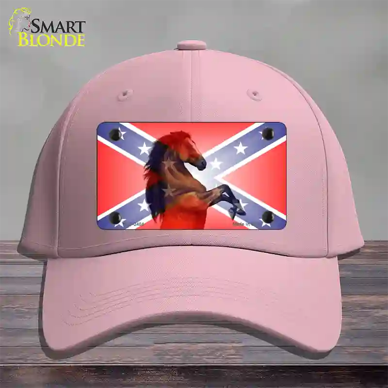 Confederate Flag Stallion Horse Novelty License Plate Hat Cotton / Pink