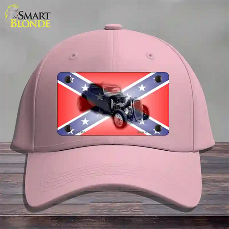 Confederate Flag Hot Rod Novelty License Plate Hat Cotton / Pink