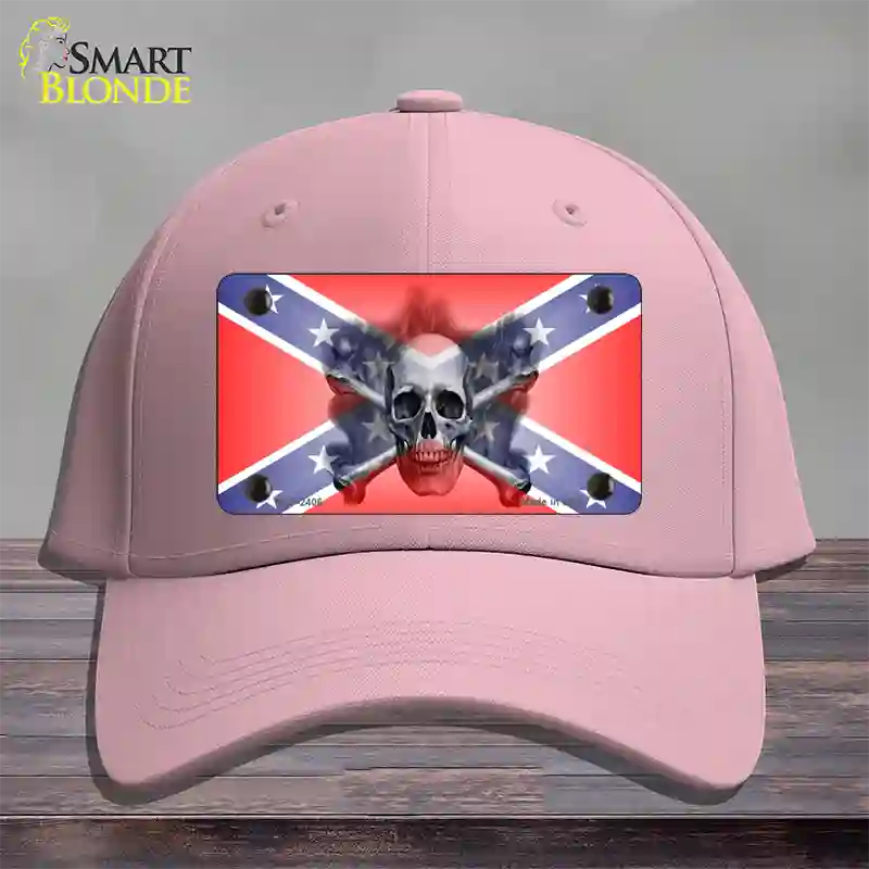 Confederate Flag Skull Novelty License Plate Hat Cotton / Pink