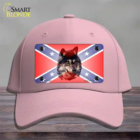 Confederate Flag Faded Wolf Novelty License Plate Hat Cotton / Pink