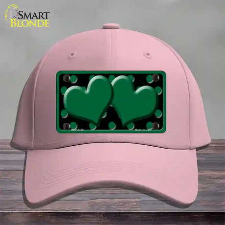 Green Black Polka Dot Green Center Hearts Novelty License Plate Hat Cotton / Pink