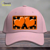 Orange Black Polka Dot Orange Center Hearts Novelty License Plate Hat Cotton / Pink