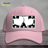 White Black Polka Dot Black Center Hearts Novelty License Plate Hat Cotton / Pink