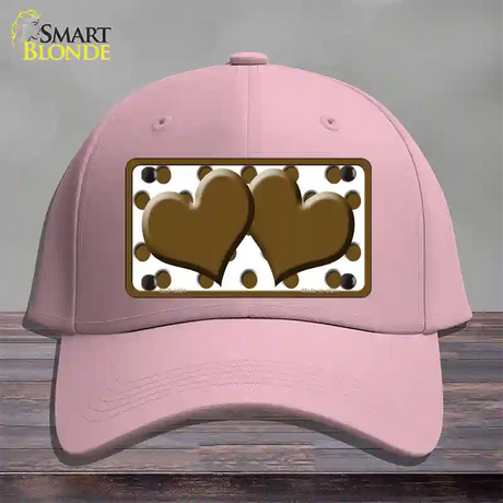 Brown White Polka Dot Brown Centered Hearts Novelty License Plate Hat Cotton / Pink