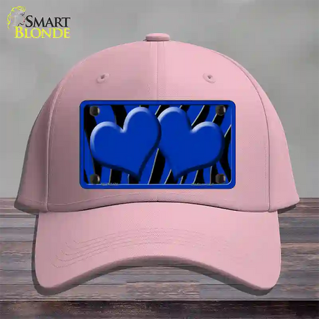 Blue Black Zebra Blue Centered Hearts Novelty License Plate Hat Cotton / Pink