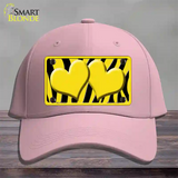 Yellow Black Zebra Yellow Centered Hearts Novelty License Plate Hat Cotton / Pink