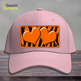 Orange Black Zebra Orange Centered Hearts Novelty License Plate Hat Cotton / Pink