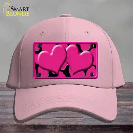 Pink Black Giraffe Pink Centered Hearts Novelty License Plate Hat Cotton / Pink