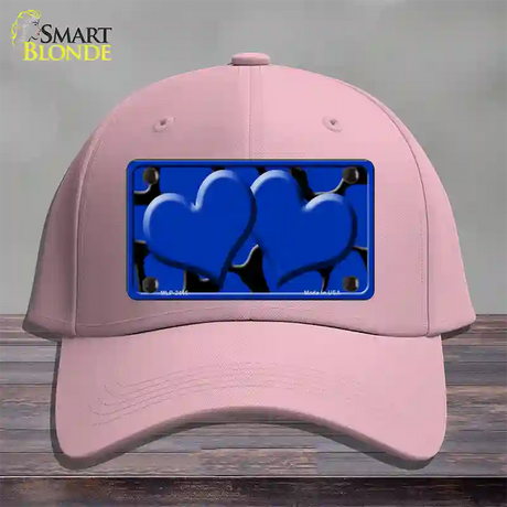 Blue Black Giraffe Blue Centered Hearts Novelty License Plate Hat Cotton / Pink