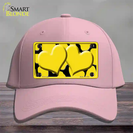 Yellow Black Giraffe Yellow Centered Hearts Novelty License Plate Hat Cotton / Pink