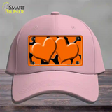 Orange Black Giraffe Orange Centered Hearts Novelty License Plate Hat Cotton / Pink