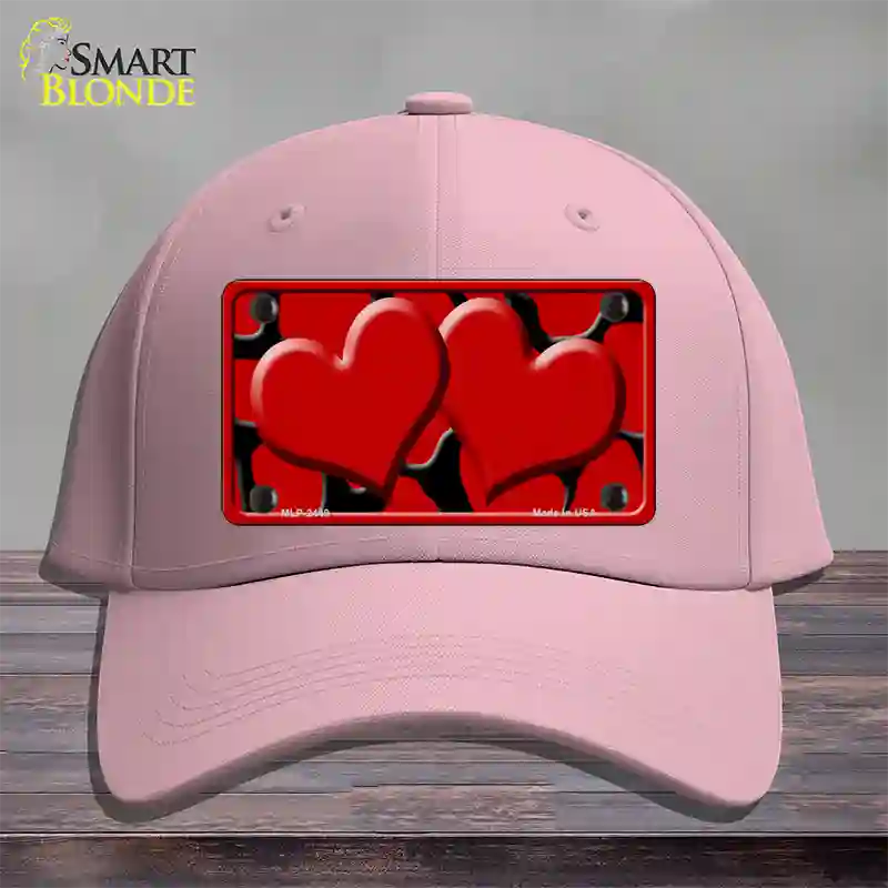 Red Black Giraffe Red Centered Hearts Novelty License Plate Hat Cotton / Pink