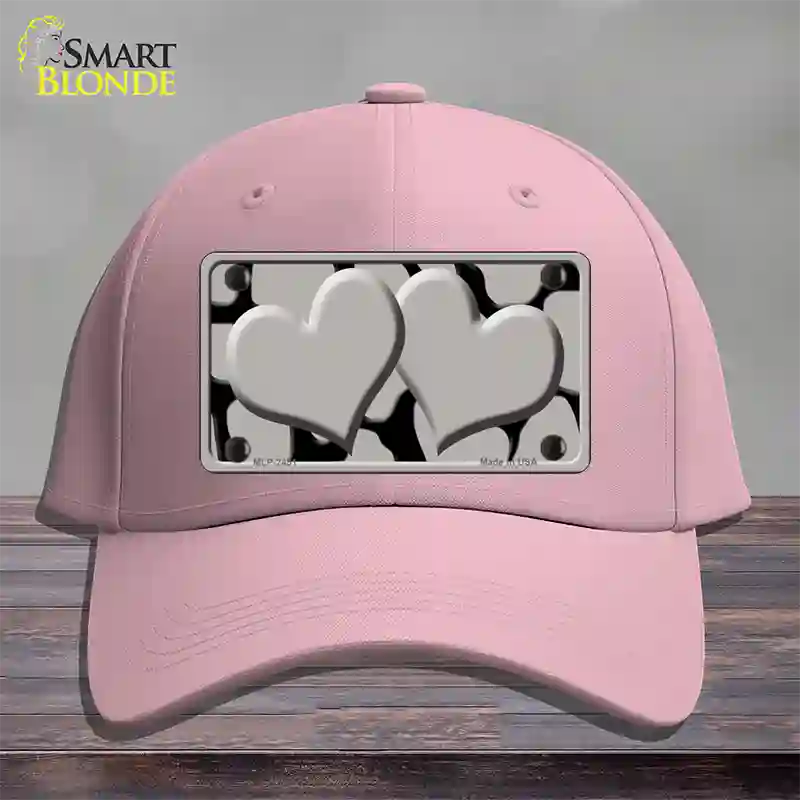 Grey Black Giraffe Grey Centered Hearts Novelty License Plate Hat Cotton / Pink