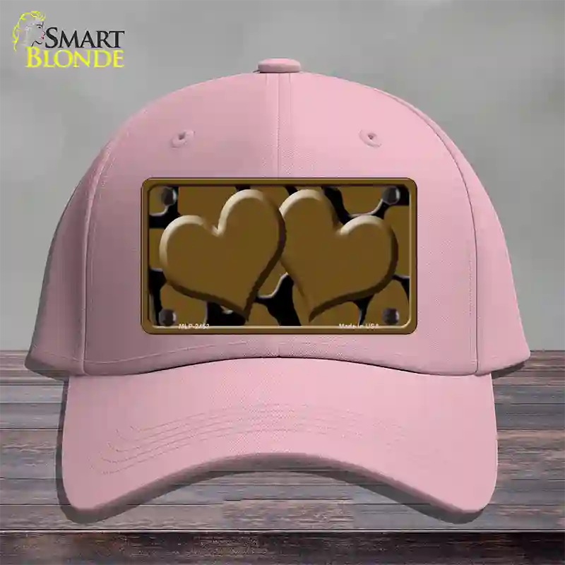 Brown Black Giraffe Brown Centered Hearts Novelty License Plate Hat Cotton / Pink