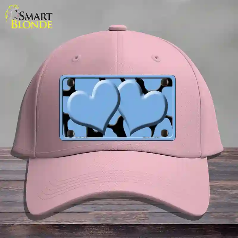 Light Blue Black Giraffe Light Blue Centered Hearts Novelty License Plate Hat Cotton / Pink