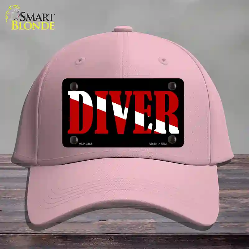 Scuba Diver Novelty License Plate Hat Cotton / Pink