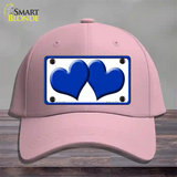 Solid Blue Centered Hearts White Novelty License Plate Hat Cotton / Pink