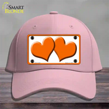 Solid Orange Centered Hearts White Novelty License Plate Hat Cotton / Pink