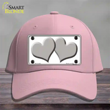 Solid Grey Centered Hearts White Novelty License Plate Hat Cotton / Pink