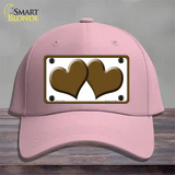 Solid Brown Centered Hearts White Novelty License Plate Hat Cotton / Pink