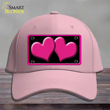 Solid Pink Centered Hearts Black Novelty License Plate Hat Cotton / Pink