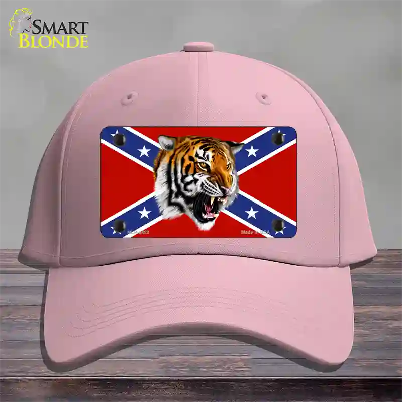 Confederate Flag Tiger Novelty License Plate Hat Cotton / Pink